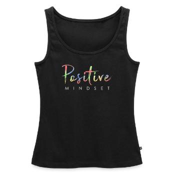 État d’ positif - Restez positif - Débardeur bio Premium Femme - noir - Devant - AI Model Female 172 light (172cm)