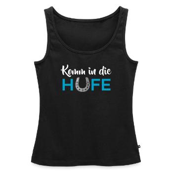 Komm in die Hufe - Frauen Premium Organic Tank Top - Schwarz - Vorne - AI Model Female 172 light (172cm)