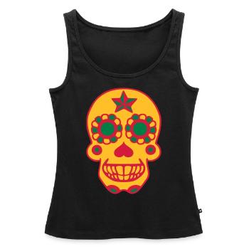 Mexikanischer Schädel Calavera-Schädel tot - Frauen Premium Organic Tank Top - Schwarz - Vorne - AI Model Female 172 light (172cm)
