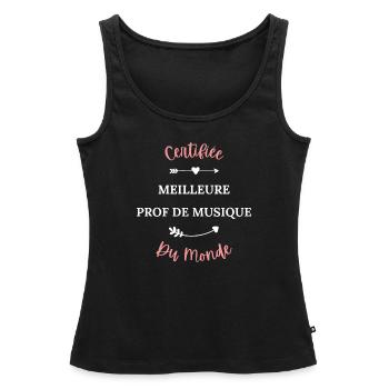 Certifié meilleur prof de musique du monde - Débardeur bio Premium Femme - noir - Devant - AI Model Female 172 light (172cm)