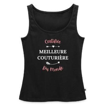 Certifiée meilleure couturière du monde - Débardeur bio Premium Femme - noir - Devant - AI Model Female 172 light (172cm)