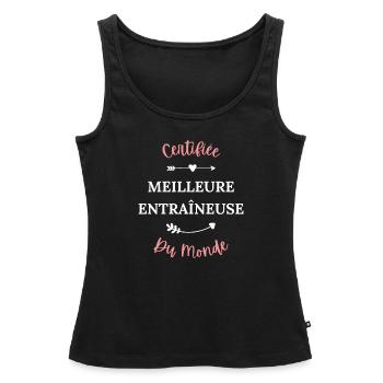 Certifiée meilleure entraîneuse du monde - Débardeur bio Premium Femme - noir - Devant - AI Model Female 172 light (172cm)