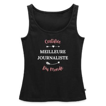 Certifiée meilleure journaliste du monde - Débardeur bio Premium Femme - noir - Devant - AI Model Female 172 light (172cm)