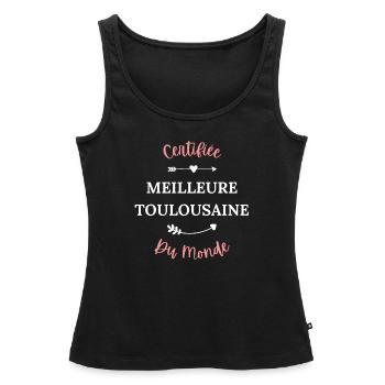 Certifiée meilleure toulousaine du monde - Débardeur bio Premium Femme - noir - Devant - AI Model Female 172 light (172cm)