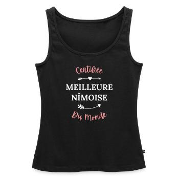 Certifiée meilleure nîmoise du monde - Débardeur bio Premium Femme - noir - Devant - AI Model Female 172 light (172cm)
