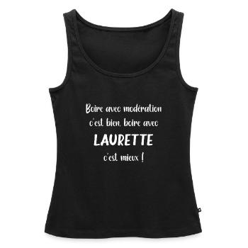boire avec LAURETTE - Débardeur bio Premium Femme - noir - Devant - AI Model Female 172 light (172cm)