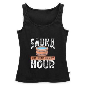 Sauna Die Neue Happy Hour - Frauen Premium Organic Tank Top - Schwarz - Vorne - AI Model Female 172 light (172cm)