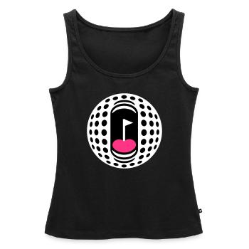 Golf ball addict - Women’s Premium Organic Tank top - black - Front - AI Model Female 172 light (172cm)