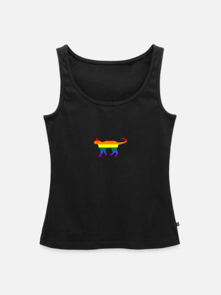 Katze Regenbogen Pride - Frauen Premium Organic Tank Top - Schwarz