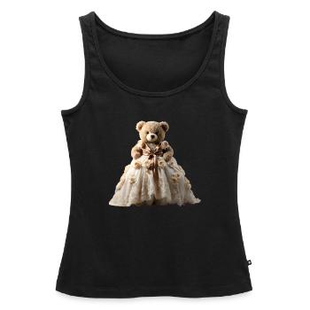 Ours en peluche en robe de mariée - Débardeur bio Premium Femme - noir - Devant - AI Model Female 172 light (172cm)
