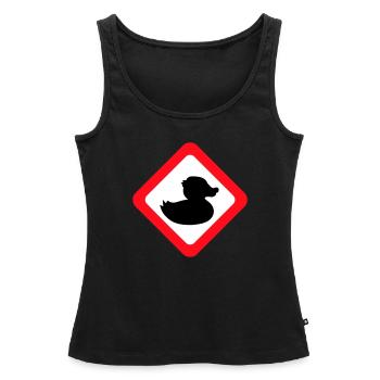 Canard Panneau Avertissement Attention Danger Prudence - Débardeur bio Premium Femme - noir - Devant - AI Model Female 172 light (172cm)