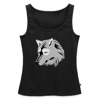Silver Grey Wolf / Silbergrauer Wolf (3c) - Women’s Premium Organic Tank top - black - Front - AI Model Female 172 light (172cm)