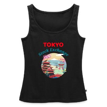 Bourse de Tokyo - Bourse, Négociation - Débardeur bio Premium Femme - noir - Devant - AI Model Female 172 light (172cm)