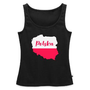 Pologne Polska - Débardeur bio Premium Femme - noir - Devant - AI Model Female 172 light (172cm)