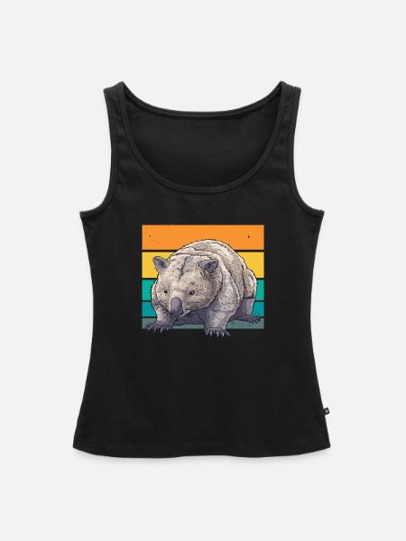 Retro Wombat - Frauen Premium Organic Tank Top - Schwarz