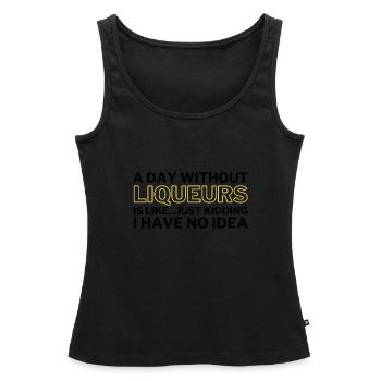 Liquers drôle Une journée sans liqueurs - Débardeur bio Premium Femme - noir - Devant - AI Model Female 172 light (172cm)