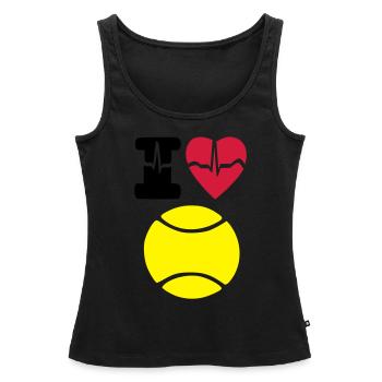 I love tennis - Women’s Premium Organic Tank top - black - Front - AI Model Female 172 light (172cm)