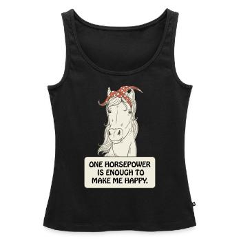 Vintage Pferd Comicstyle mit Spruch. - Frauen Premium Organic Tank Top - Schwarz - Vorne - AI Model Female 172 light (172cm)