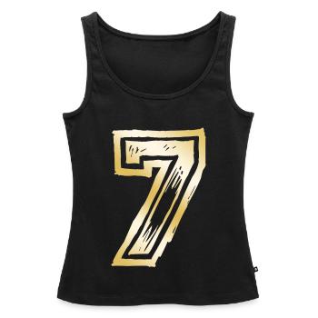 7 Nombre d’or - Débardeur bio Premium Femme - noir - Devant - AI Model Female 172 light (172cm)