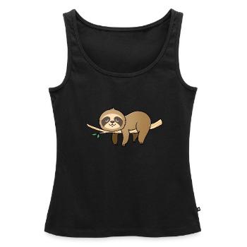 Faultier schläft auf einem Ast - Frauen Premium Organic Tank Top - Schwarz - Vorne - AI Model Female 172 light (172cm)