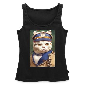 Cat Shorthair British Sail Uniform Navy - Débardeur bio Premium Femme - noir - Devant - AI Model Female 172 light (172cm)