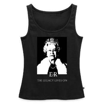 Reine Elizabeth II L’héritage se perpétue - Débardeur bio Premium Femme - noir - Devant - AI Model Female 172 light (172cm)