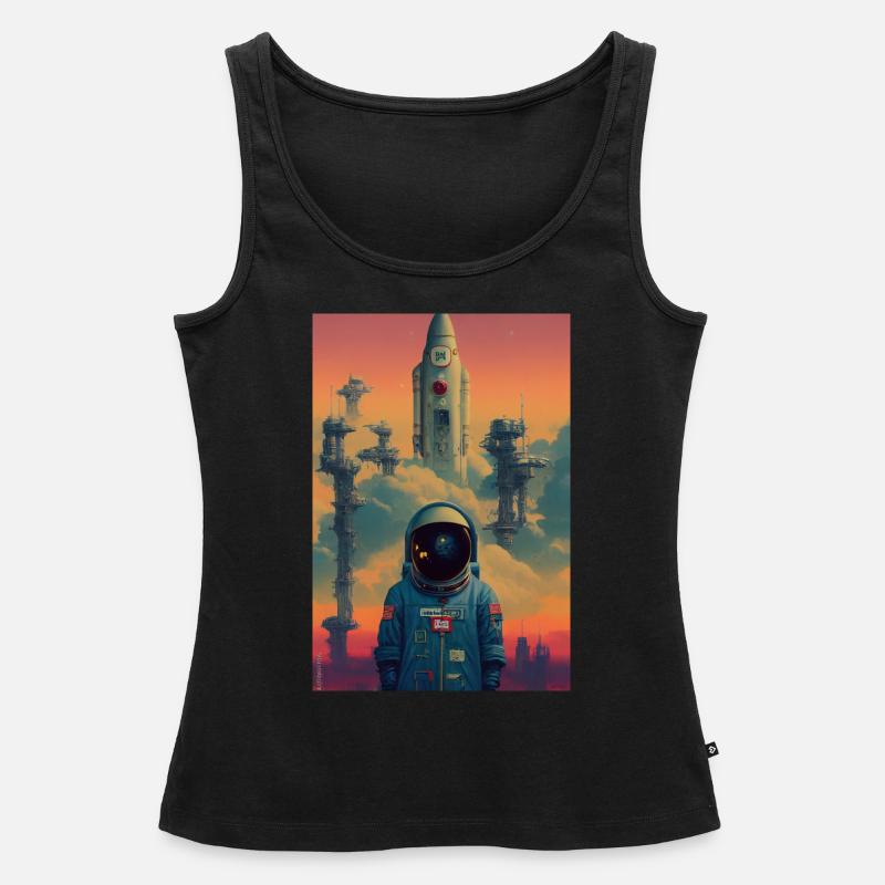 Astronaute Space Future Rocket - Débardeur bio Premium Femme - noir