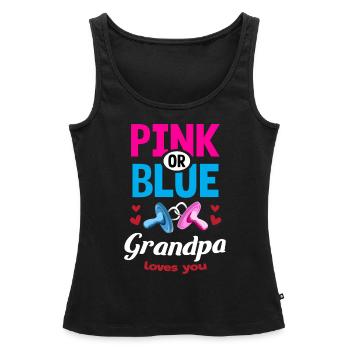 Grand-père rose ou bleu vous aime Gender Reveal Party - Débardeur bio Premium Femme - noir - Devant - AI Model Female 172 light (172cm)