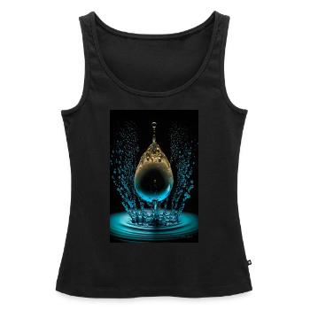 Goutte cyan 4 - Débardeur bio Premium Femme - noir - Devant - AI Model Female 172 light (172cm)