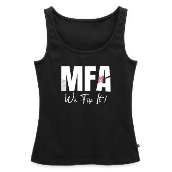 Assistant médical Nous le réparons MFA - Débardeur bio Premium Femme - noir - Devant - AI Model Female 172 light (172cm)