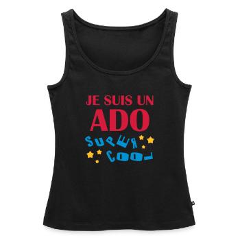 adolescent / enfant / ado / adolescente - Débardeur bio Premium Femme - noir - Devant - AI Model Female 172 light (172cm)