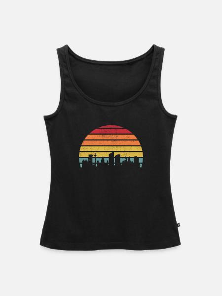 Stripes der Sonnenuntergangsskyline - Frauen Premium Organic Tank Top - Schwarz