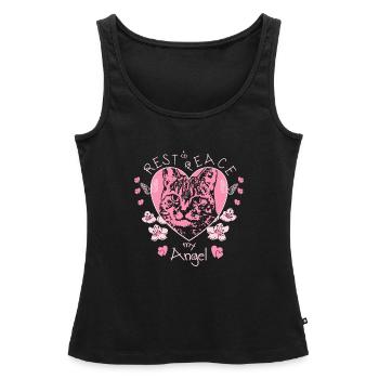 Ange chat - Débardeur bio Premium Femme - noir - Devant - AI Model Female 172 light (172cm)