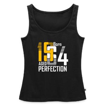 Né en 1954 Âge Perfection - Débardeur bio Premium Femme - noir - Devant - AI Model Female 172 light (172cm)