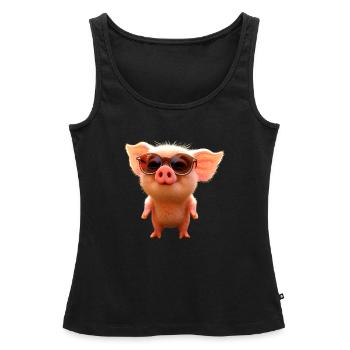 Cochon domestique Cochon Cochon Porcelet Cochon - Débardeur bio Premium Femme - noir - Devant - AI Model Female 172 light (172cm)