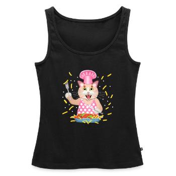 chat gourmand - Débardeur bio Premium Femme - noir - Devant - AI Model Female 172 light (172cm)