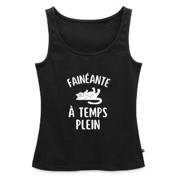FAINÉANTE à temps plein - Débardeur bio Premium Femme - noir - Devant - AI Model Female 172 light (172cm)