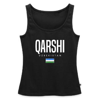 Qarshi Ouzbékistan - Débardeur bio Premium Femme - noir - Devant - AI Model Female 172 light (172cm)