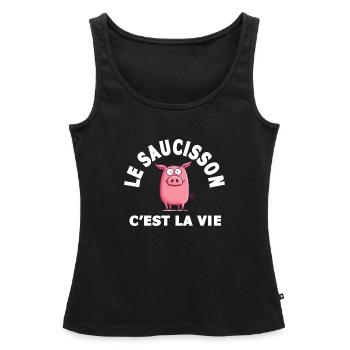Wurst ist Lebenshumor - Frauen Premium Organic Tank Top - Schwarz - Vorne - AI Model Female 172 light (172cm)