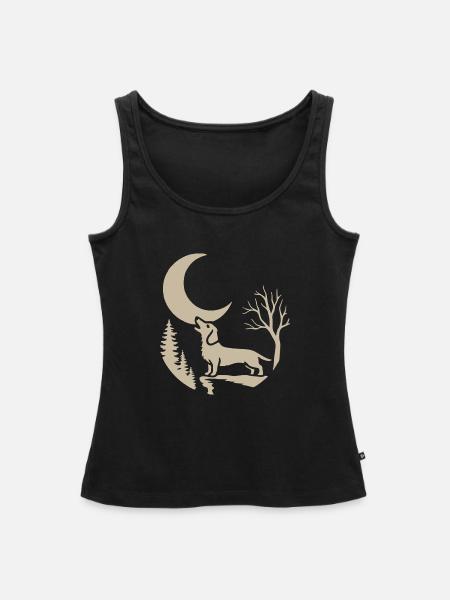 der mit dem Dackel heult - Frauen Premium Organic Tank Top - Schwarz