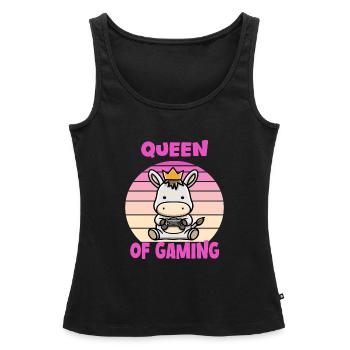 Gaming queen - Women’s Premium Organic Tank top - black - Front - AI Model Female 172 light (172cm)