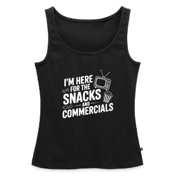 Je suis là pour les snacks et les publicités - Débardeur bio Premium Femme - noir - Devant - AI Model Female 172 light (172cm)