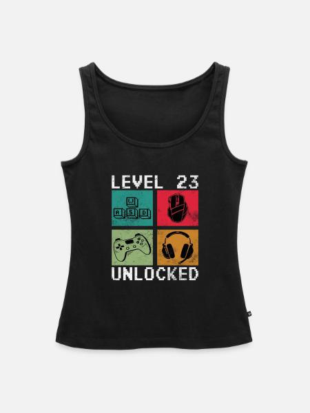 Level 23 Erreicht Gamer - Frauen Premium Organic Tank Top - Schwarz