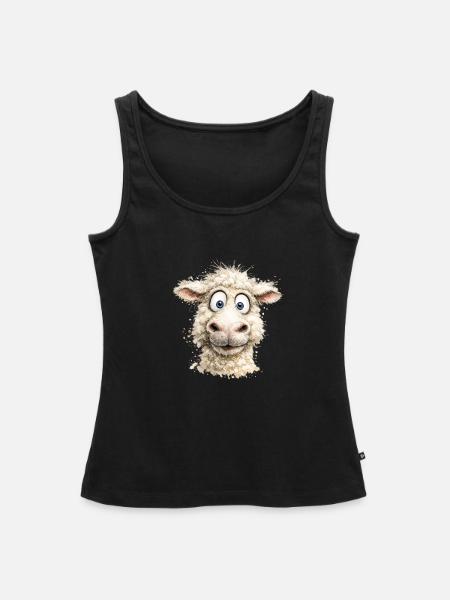 Lachendes Schaf Cartoon-Pop - Frauen Premium Organic Tank Top - Schwarz