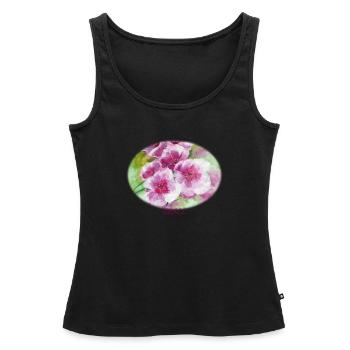 Grâce - Ellipse vibrante de la fleur printanière - Débardeur bio Premium Femme - noir - Devant - AI Model Female 172 light (172cm)