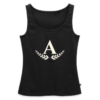 A - Débardeur bio Premium Femme - noir - Devant - AI Model Female 172 light (172cm)