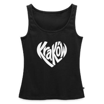 Cracovie, Cracovie Cœur Logo de faute de frappe - Débardeur bio Premium Femme - noir - Devant - AI Model Female 172 light (172cm)