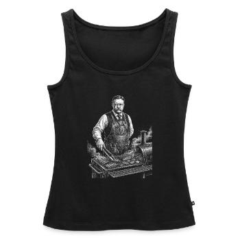 Theodore Roosevelt beim BBQ Grillen - Frauen Premium Organic Tank Top - Schwarz - Vorne - AI Model Female 172 light (172cm)