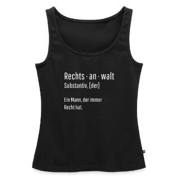 Rechtsanwalt Substantiv Definition Geschenk - Frauen Premium Organic Tank Top - Schwarz - Vorne - AI Model Female 172 light (172cm)