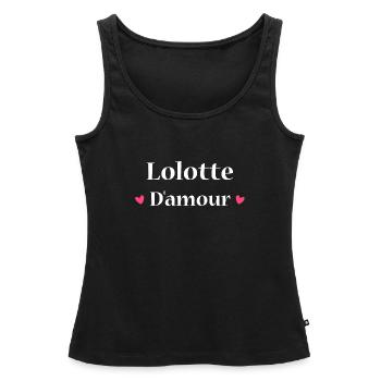 lolotte d'amour - Débardeur bio Premium Femme - noir - Devant - AI Model Female 172 light (172cm)